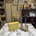 MICHEAL KORS CHARM PREMIUM SHOULDER BAG WITH OG BOX AND DUST BAG (BIEGE BROWN)
