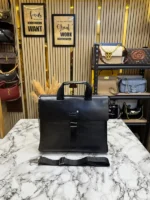 Mont Blanc Premium Textured Flap Laptop Black Bag (3301-6)