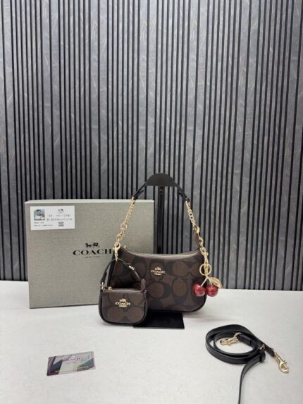 Coatch Teri Coffee Combo Crossbody Bag With Original Box Packaging