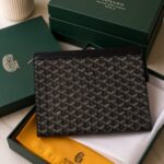 Goyarrd Senat Clutch Black Pouch Signature Chevron With OG Box & Dust Cover 61692 Black Sale