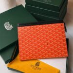 Goyarrd Senat Clutch Orange Pouch Signature Chevron With OG Box & Dust Cover 61692 Orange Sale