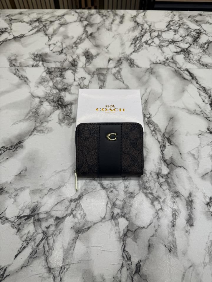 6acdf686ebf530.jpeg Coatch Noir Stripe Mini Zipper Wallet With Box (AAA60017) (Coffee) - Image 1