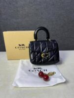 Coac tabby top handle quilted leather with cherry charm with box 884 - Image 3