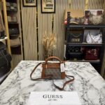 GUESS Brown Signature Mini Satchel Bag With Dust Bag