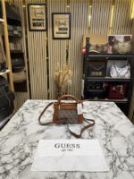 GUESS Brown Signature Mini Satchel Bag With Dust Bag