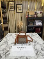 GUESS Brown Signature Mini Satchel Bag With Dust Bag - Image 4