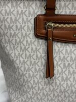 Micheal Kors Jet Set Travel Signature Logo Tote Bag With Dust Bag (Biege Brown) M11 - Image 2