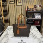Micheal Kors Jet Set Travel Signature Logo Tote Bag With Dust Bag (Coffee Brown) M11