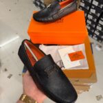 Hermez Texture Black Premium Loafers Surplus Leather Quality With All Accessories HX015