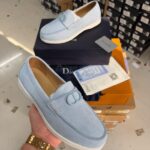 Diyor Granville Premium Loafers Light Blue Suede Surplus Quality With All Accessories 0018