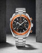 OMEGG_A Seamaster Planet Ocean 600M Co-Axial Chronograph 007 silver Black orange.