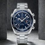 OMEGG_A Seamaster Planet Ocean 600M Co-Axial Chronograph 007 silver Blue.