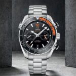 OMEGG_A Seamaster Planet Ocean 600M Co-Axial Chronograph plan silver Black Orange.
