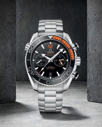 OMEGG_A Seamaster Planet Ocean 600M Co-Axial Chronograph plan silver Black Orange.