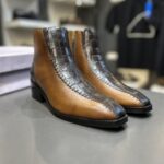 ITALIAN TWO TONE-CROC TEXTURE CHELSEA BOOT