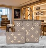 luois vuton Neverfull MM Quartz Monogram Empreinte leather featuring a matching zip pouch Bag with Double Box premium quality - Image 4