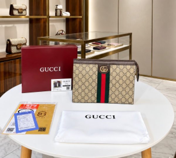 6aceabc687c380.png Guchi Premium Monogram Paris Hand Carry Pouch with box 6768 - Image 1