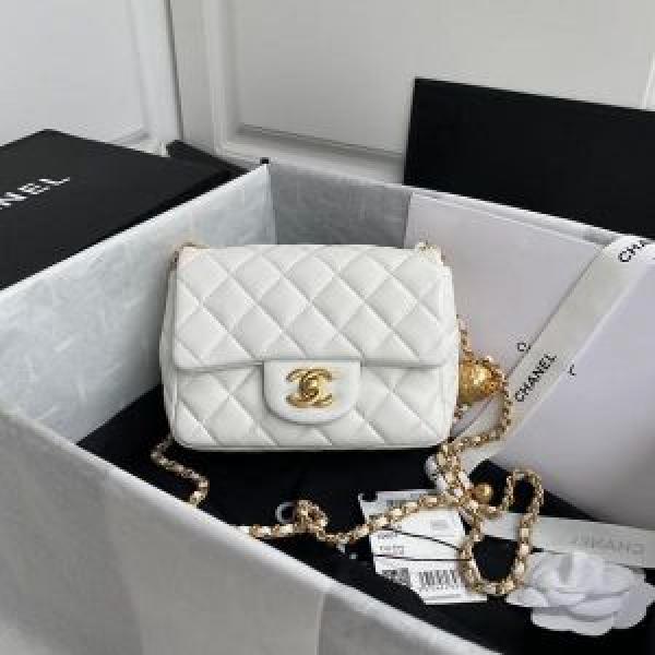 6aceb0d5646120.jpg Chane quilted cc crush mini flap black purse with Folding box 6621 - Image 1