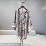 Chennel CC Logo Birdcage Print Silk Square Scarf White & Pink With Carry Bag - Image 3