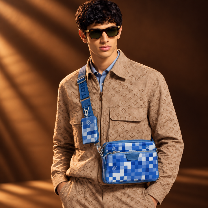 6acf3b390bf760.png Louiis Vuitton LV Virgil Abloh Trio Messenger Multi Crossbody Bag With OG Box & Dust Bag & Carry Bag (Blue - 1256) - Image 1
