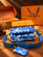 Louiis Vuitton LV Virgil Abloh Trio Messenger Multi Crossbody Bag With OG Box & Dust Bag & Carry Bag (Blue - 1256) - Image 3
