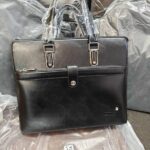 Mont Blanc Classic Structured Leather Laptop Bag Black (8096-1)