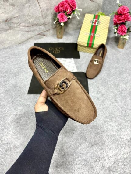 GUCHI GG LOGO LOAFER BROWN GENUINE LEATHER WITH OG BRAND PACKAGING