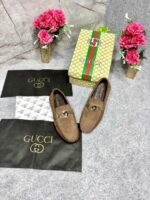 GUCHI GG LOGO LOAFER BROWN GENUINE LEATHER WITH OG BRAND PACKAGING - Image 2