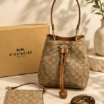 Coacch Rowan Signature Brown Bucket Bag With Small Removable Zip Pouch With OG Box & Dust cover Presbyopia Brown
