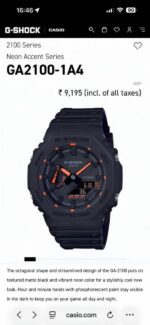 Casio g shock ga2100 black and orange - Image 2