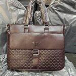 Emporio Arma_i Executive Pattern Panel Buckle Laptop Bag 2nd (A-6801-1) (Coffee)