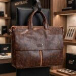 Mont Blanc Noir Vertical Zip Laptop Bag Premium Quality 2nd (8180-Brown)