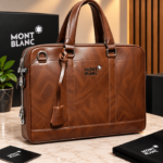 Mont Blanc Heritage Marbled Leather Executive Laptop Bag Brown (V-5502-1)