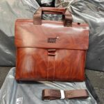 Mont Blanc Premium Textured Flap Laptop Brown Bag (V-3301-6)