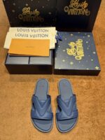 Lv Louiis Vuitton Oasis Mule Mens Premium Sandal marine blue