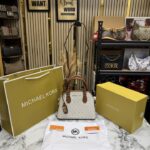 Micheal Kors Veronica Satchel Bag with OG Box Dust Bag Carry Bag Biege Brown - M05