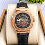 PATEK PHILIPE AUTOMATIC LEATHER BELT BLACK COPPER BLACK AT288