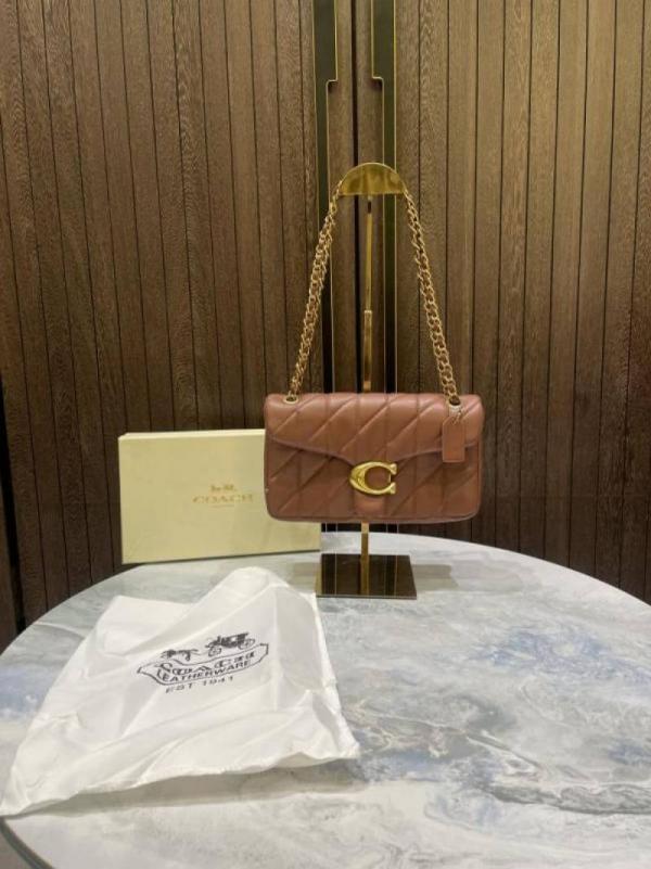 6acfb7dbdf9460.jpg Coac quilted tabby shoulder bag 26 with box 918 - Image 1