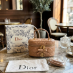 Diyor_Mini Vanity case crafted from Black lambskin with distinctive Cannage stitching and featuring a signature . charm Bag with box premium quality