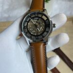 FOSIL TOWNSMAN AUTOMATIC SILVER BROWN LEATHER BELT AT165