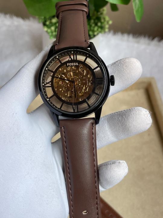 6ad0728db104c4.jpeg FOSIL TOWNSMAN AUTOMATIC DARK BROWN LEATHER BELT AT165 - Image 1