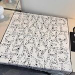 Chennel CC Logo & Star Print Silk Square Scarf White & Black With Carry Bag