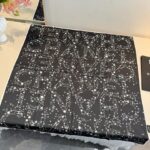 Chennel CC Logo & Star Print Silk Square Scarf Black & White With Carry Bag