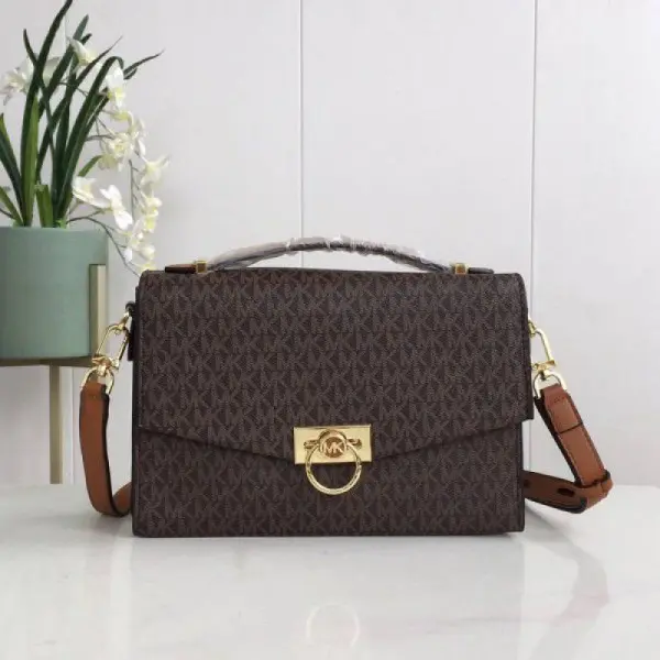 ff13bfcb-0910-45e1-b5de-ec5577f47149.webp Micheal Kors Hendrix Signature Shoulder Bag With Box Dust Bag (Brown) - Image 1